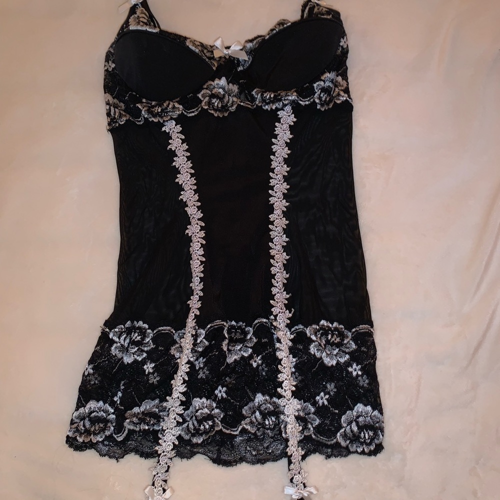 Coquette Black Chemise with White Lace